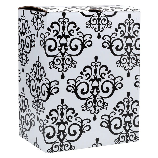 5L Wine Box with Black and White Damask Pattern