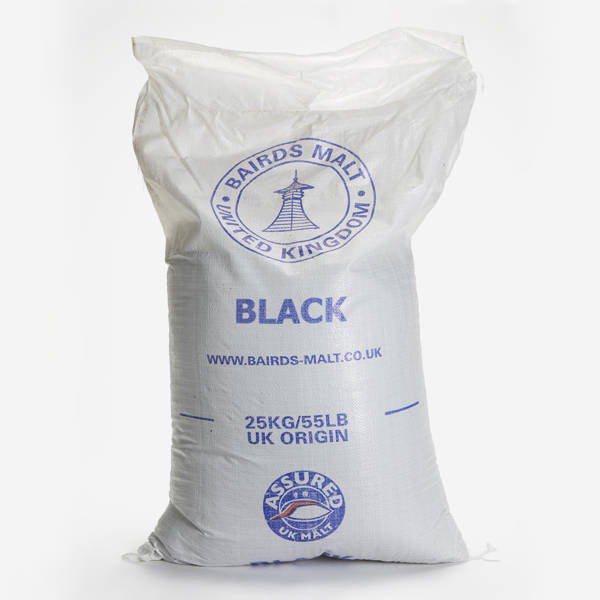 Bairds 2 Row Black Malted Grain 55lb Bag